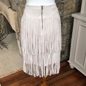 BCBGMAXAZRIA Faux Suede Rashell Fringe Skirt